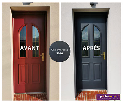 Photo avant/après porte d'entrée - Home-Staging par les peintres experts