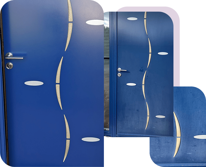 porte entree aluminium bleu saphir 5003