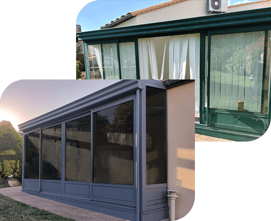 veranda aluminium repeinte avant apres
